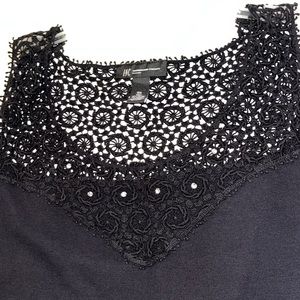 Gorgeous INC Black Tank Top with Crochet Details Size OX